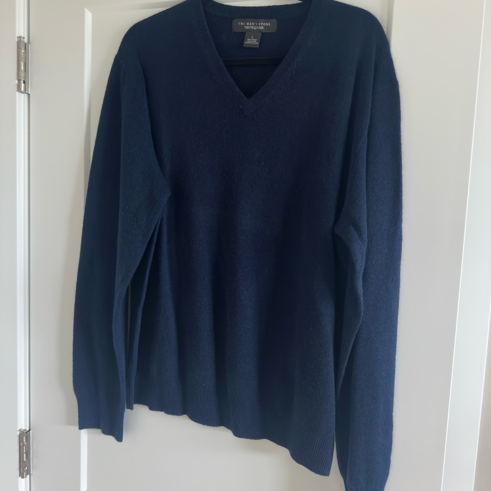 Cashmere Bloomingdale's Deep Blue V-Neck Sweater